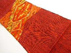 リサイクル　未使用品　手織り紬抽象模様織り出し名古屋帯